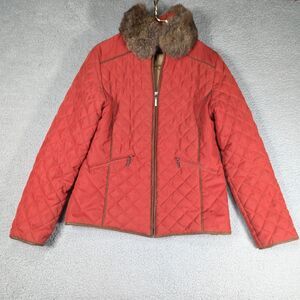 Weatherproof Jacket Womens Size Small Orange Quilted Faux Fur Jacket